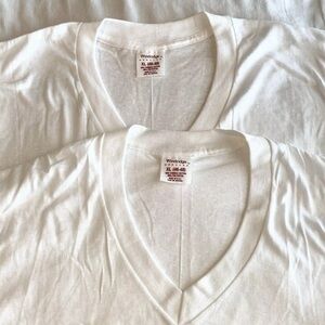 2 Vintage Windridge Mervyns White Classic  V-Neck Undershirts 50/50 XL Thin NWOT